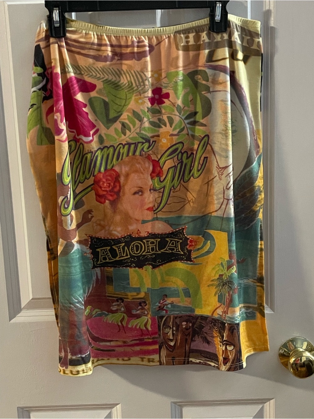 Boston Proper Multi-Color Vintage Pinup Aloha Midi Skirt